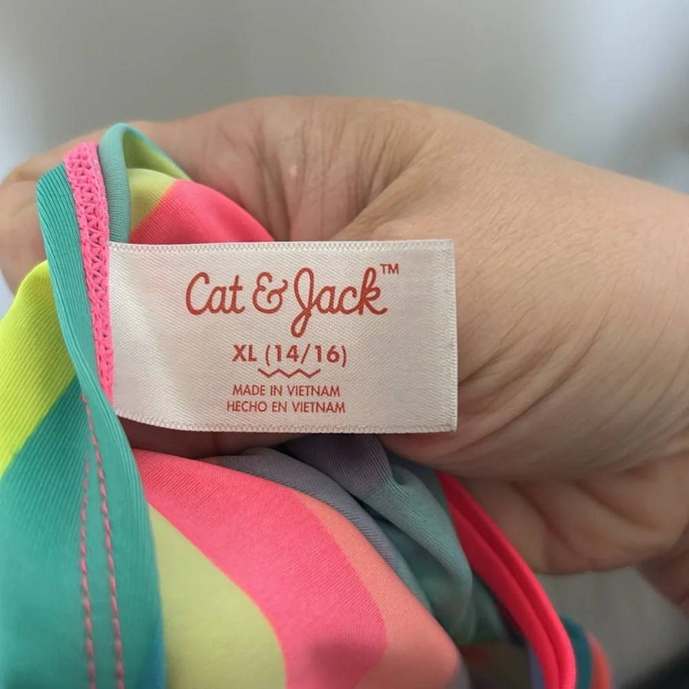Cat & Jack Rainbow Tankini Top Sz XL (14/16) EUC